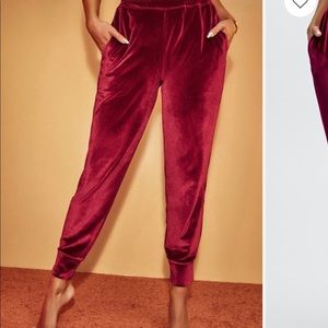 Cherry velour joggers